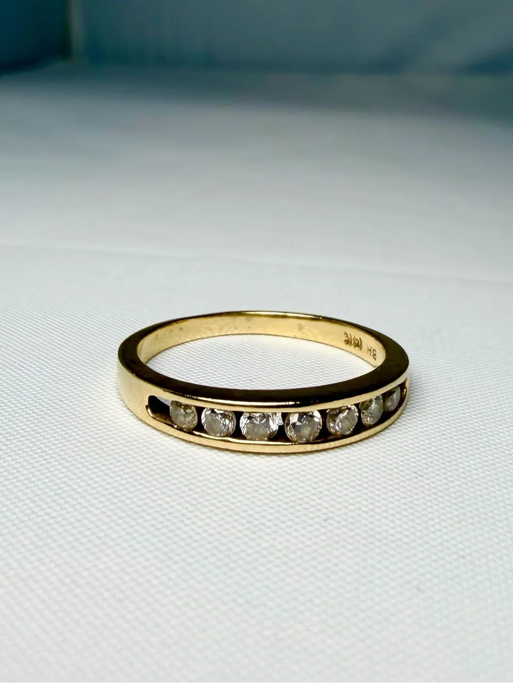 Diamond Wedding Band Size 7 Solid 14k Yellow Gold Channel Set Graduated